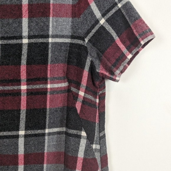 Pietro Brunelli Italy Gray Maroon Plaid Bateau Wool Shift Dress - Picture 7 of 9